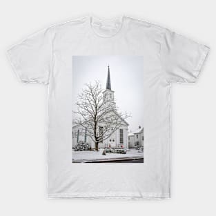 Old White Church in Snow T-Shirt